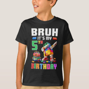 Camiseta Bruh É Meu 5 Aniversário Mestre Construtor Dabbing