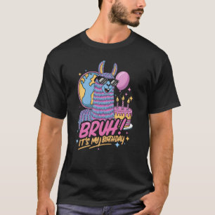 Camiseta Bruh É Minha Festa de Aniversário Família Lhama Ga