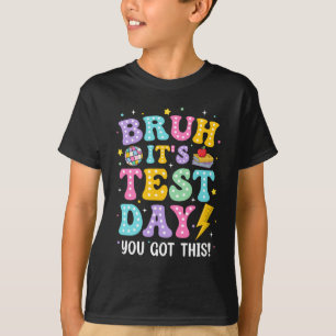 Camiseta BRUH É o Dia de Teste Pedra no Dia de Teste da Esc