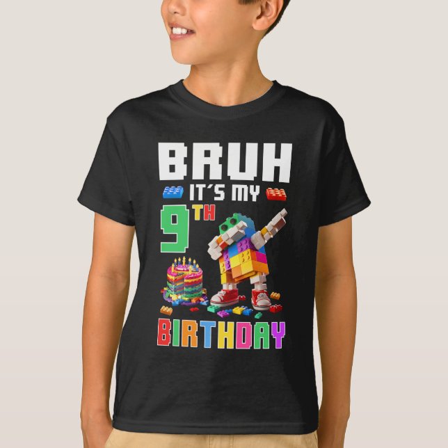 Camiseta Bruh É O Meu 9º Aniversário Mestre Construtor Dabb (Frente)