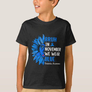 Camiseta Bruh em novembro Vestimos Fita Azul Girassol Dia