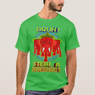 Camiseta Bruh Engraçado Elefante Morango Brainrot para Meni
