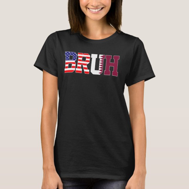 Camiseta Bruh EUA Qatar Country Flag American Qatari Girls (Frente)