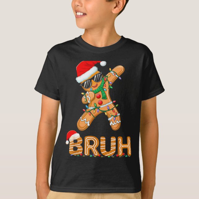 Camiseta Bruh Funny Christmas Gingerbread Man Teens Boys Ki (Frente)