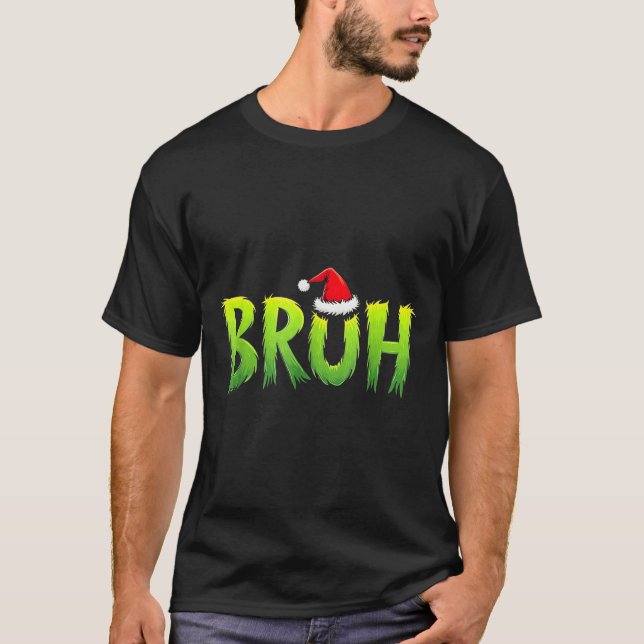 Camiseta Bruh Funny Christmas Red Plaid Teens Boys Kids Xma (Frente)