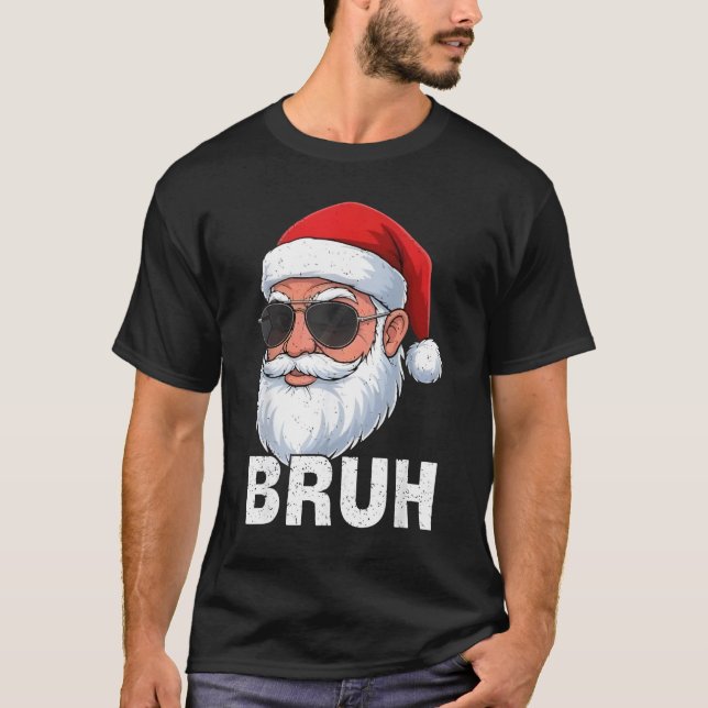 Camiseta Bruh Funny Christmas Santa for Mens Boys Teens Kid (Frente)