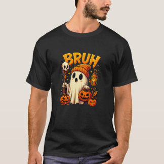 Camiseta Bruh Funny Ghost T-Shirt Halloween Pumpkin Costume