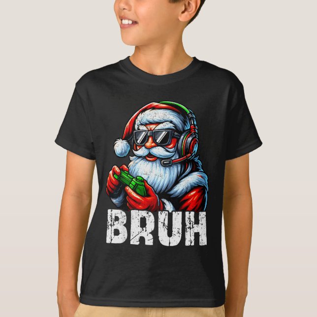 Camiseta Bruh Funny Santa Gaming Gamer Pjs Christmas Xmas M (Frente)
