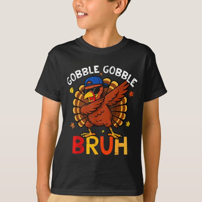 Camiseta Bruh Funny Thanksgiving Dabbing Turkey Gobble Shir (Frente)