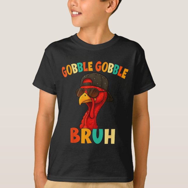 Camiseta Bruh Funny Thanksgiving Turkey Gobble Shirt Boys G (Frente)