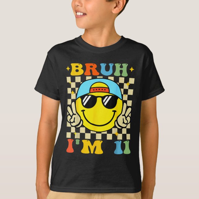 Camiseta Bruh I'm 11 Years Old Blue Birthday Boys 11th Birt (Frente)