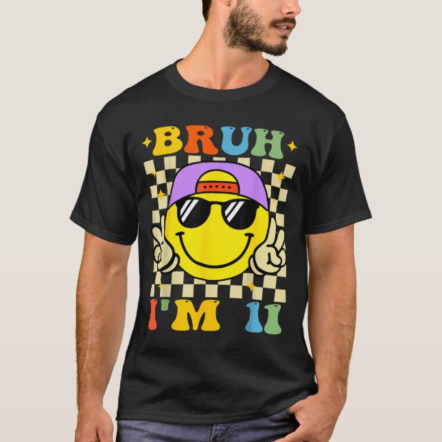 Camiseta Bruh I'm 11 Years Old Purple Birthday Boys 11th Bi (Frente)