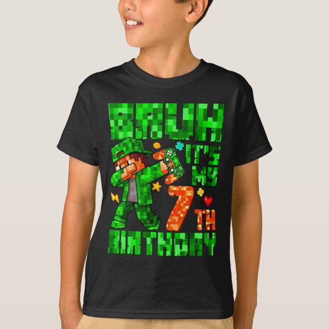 Camiseta Bruh It's My 7th Birthday Boy Game Xel 7 Years Old (Frente)