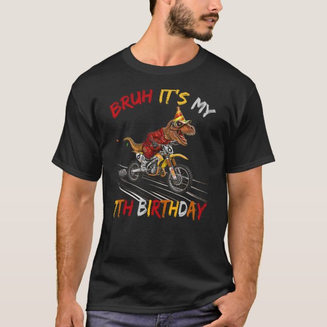 Camiseta Bruh It's My 7th Birthday Dinosaur 7 Year Old (Frente)