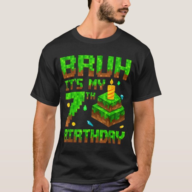 Camiseta Bruh It's My 7th Birthday Game Xel 7 Year Old Bday (Frente)