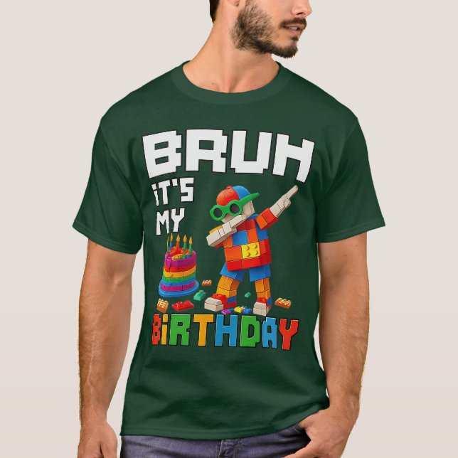 Camiseta Bruh Its My Birthday Master Builder Block Brick Me (Frente)