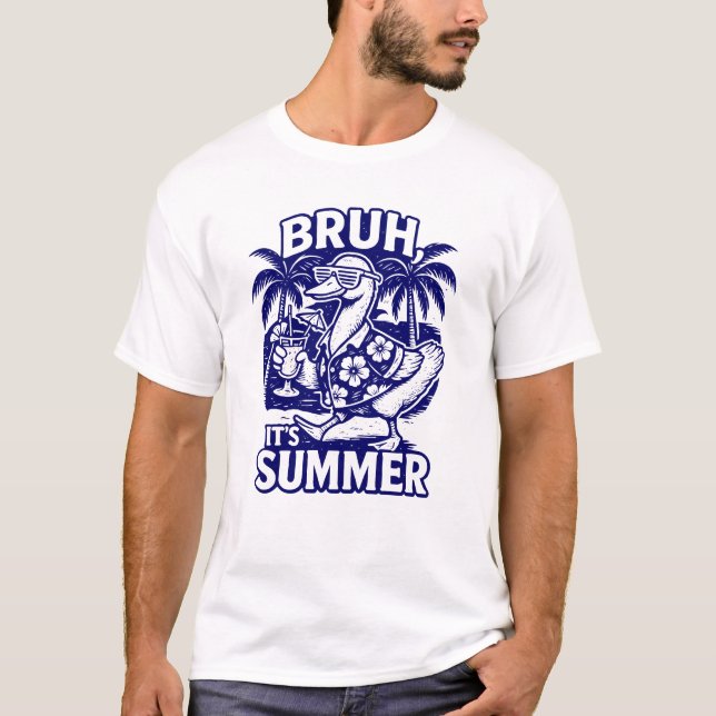 Camiseta Bruh It's Summer Funny Goose in Hawaiian Shirt (Frente)