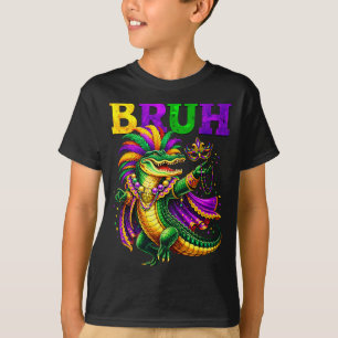 Camiseta Bruh jacaré &amp; contas roxas verdes douradas mar