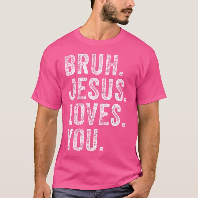 Camiseta Bruh Jesus ama o irmão Brah saudando homens adoles (Frente)