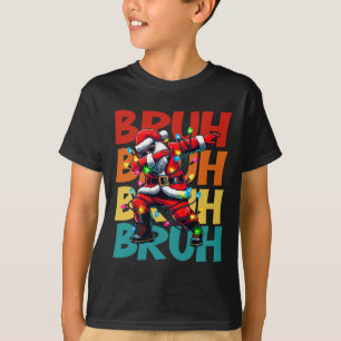 Camiseta Bruh Natal Engraçado Papai Noel Dabbing Garotos