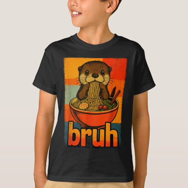 Camiseta Bruh Otter Eating Japanese Ramen Noodles Men Women (Frente)