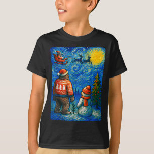 Camiseta Bruh Pé Grande Boneco de Neve Noite Estrelada Nata