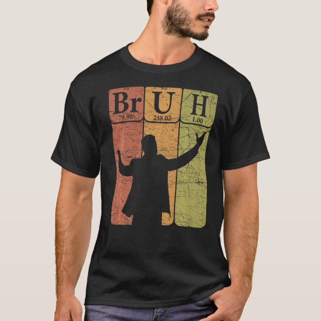 Camiseta Bruh Periódicos Elementos de Mesa Bro Slang Bruh M (Frente)