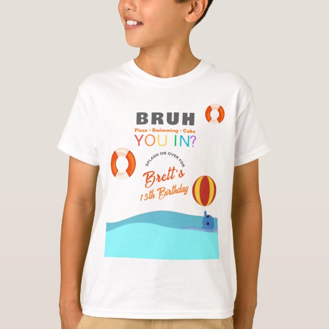 Camiseta Bruh Pool Party Birthday kids (Frente)