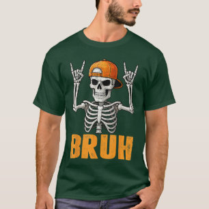 Camiseta Bruh Punk Rock Esqueleto Rocker Legal Halloween Ho