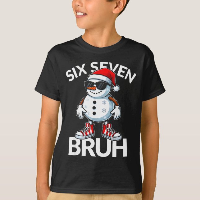 Camiseta Bruh Six Seven 6 7 Meme Christmas Funny Xmas Mens  (Frente)
