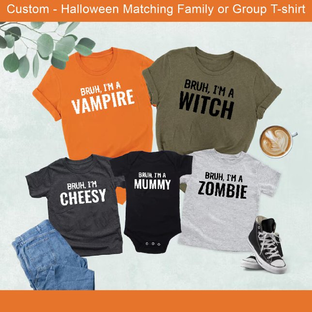 Camiseta Bruh, sou o Grupo de Correspondência de Dias de as (Bruh i'm Cheesy Funny Halloween Matching Group T-Shirt)