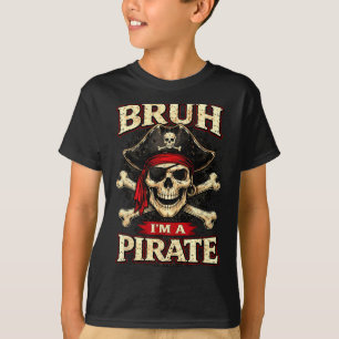 Camiseta Bruh um patch de olho de caveira pirata ossos cruz