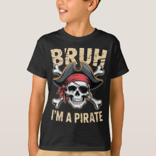 Camiseta Bruh Um Pirata Fantasia De Halloween Caveira Festa