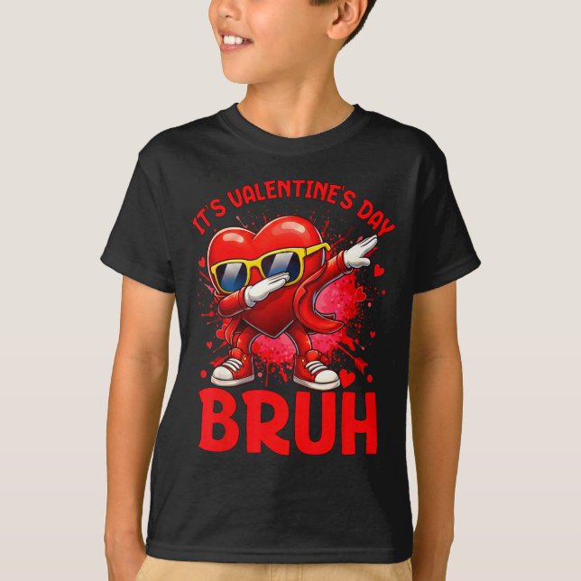 Camiseta Bruh Valentines Day Boys Kids Funny Heart Valentin (Frente)