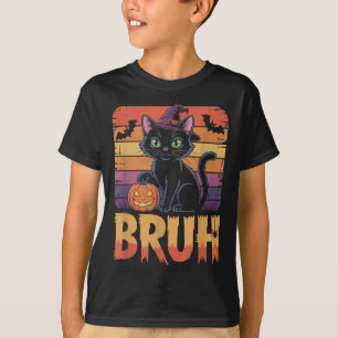 Camiseta Bruh Witch Cat Pumpkin Shirt Meme