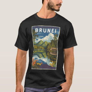 Camiseta Brunei Painterly Illustration Viagem Art Vintage
