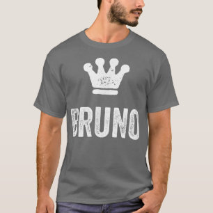 Camiseta Bruno, Design de Coroa Rei e Nome para Homens Cham