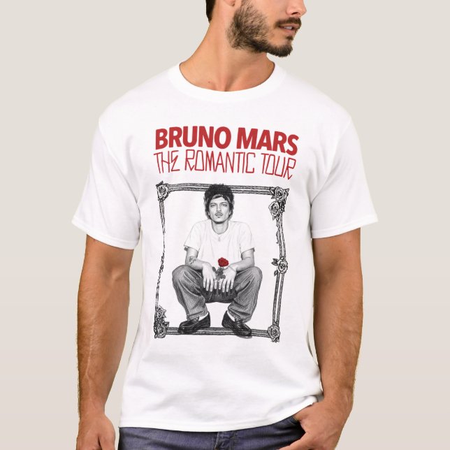 Camiseta Bruno Mars 2026 The Romantic Tour Rose (Frente)