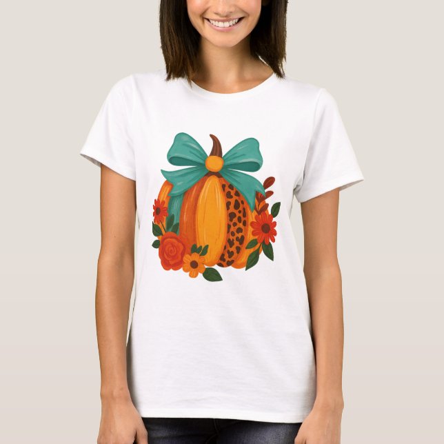 Camiseta Brushstroke pumpkin png｜floral ghost png｜Brushstro (Frente)