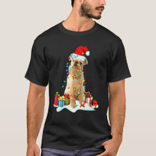 Camiseta Brussels Griffon Papai Noel Árvore de Natal Luzes 