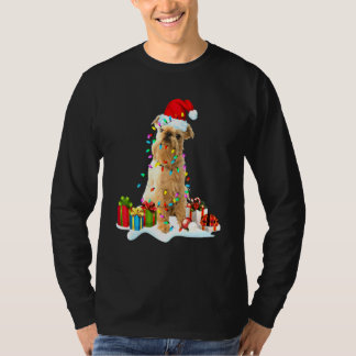 Camiseta Brussels Griffon Papai Noel Árvore de Natal Luzes 