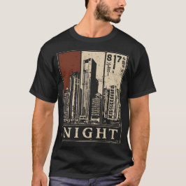 Camiseta Brutalist Night Skyline Urban Noir Design