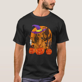 Camiseta Bruxa Adorável de Wiener Dachshund Abóbora Amante