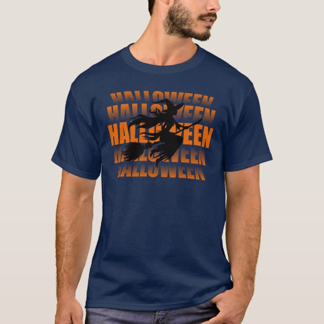 Camiseta Bruxa Andando Pelo Halloween (Frente)