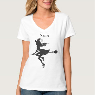 Camiseta Bruxa Andando Vassoura Halloween Thunder_Cove
