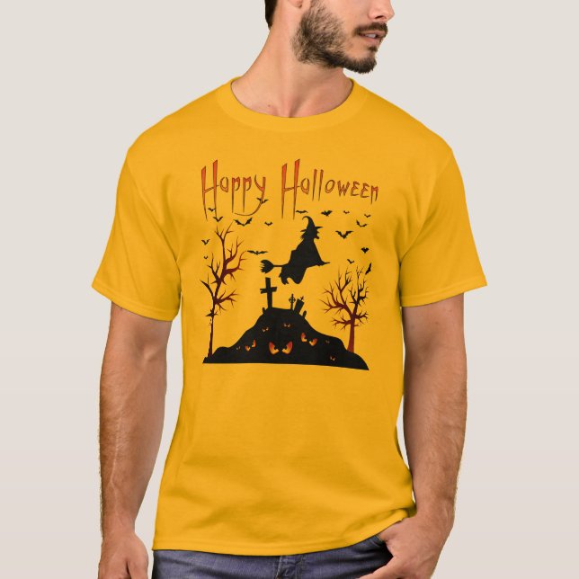 Camiseta Bruxa Assustadora Feliz Halloween (Frente)