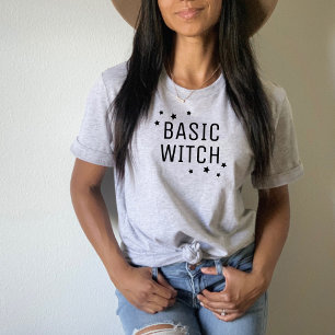 Camiseta Bruxa Básica Engraçado Moderno Cinza Feminino Hall
