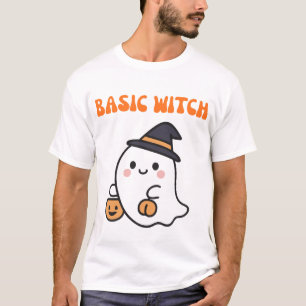 Camiseta Bruxa Básica Fada de Halloween Fantasma Fofo