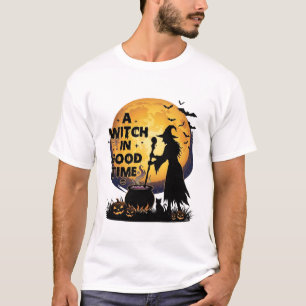 Camiseta Bruxa Bom Tempo Halloween Lua Caldeirão_1