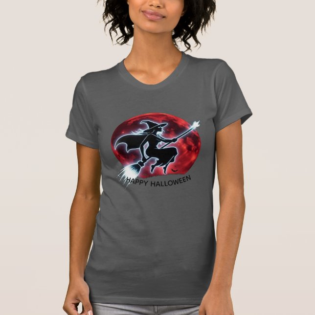 Camiseta Bruxa Brilhante Voando Red Moon Tee (Frente)